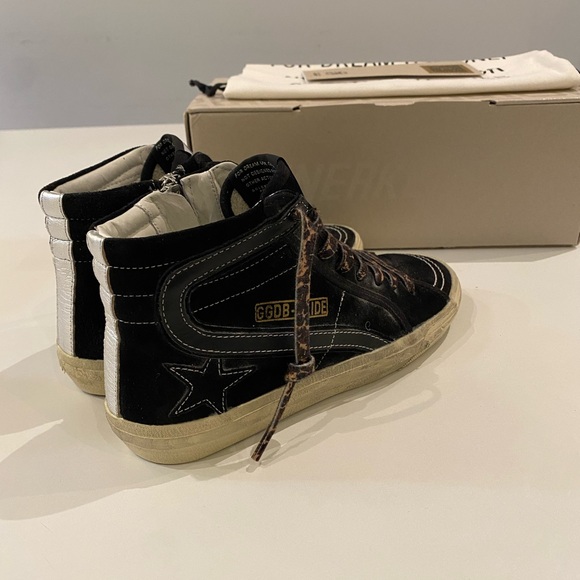 Golden Goose Slide Sneaker in Black Suede/Silver sz 37 New in Box - Picture 14 of 16
